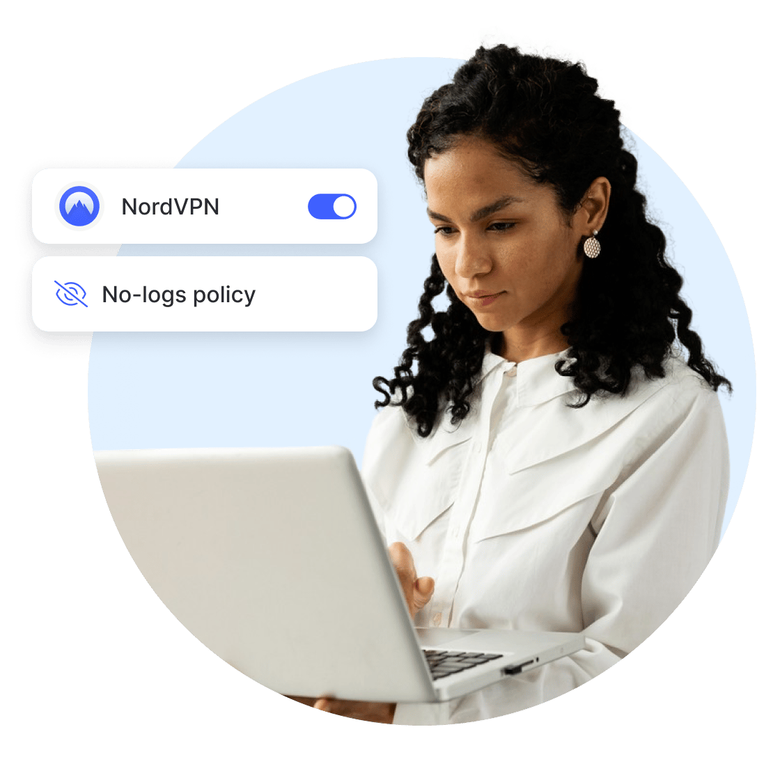 Browsing the internet privately with NordVPN's no-logs policy.